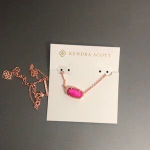 Kendra Scott Rose Gold Necklace with Pink Stone